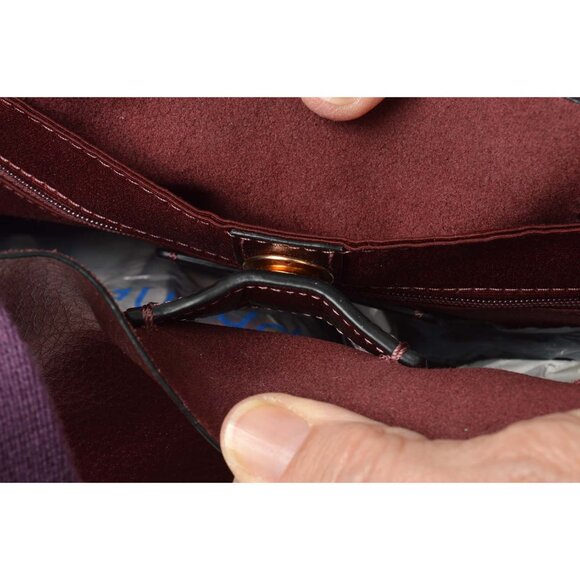 AUTHENTIC COACH PEBBLE LEATHER DERBY METALLIC BURGUNDY/PURPLE TOTE F39675 - Picture 5 of 15